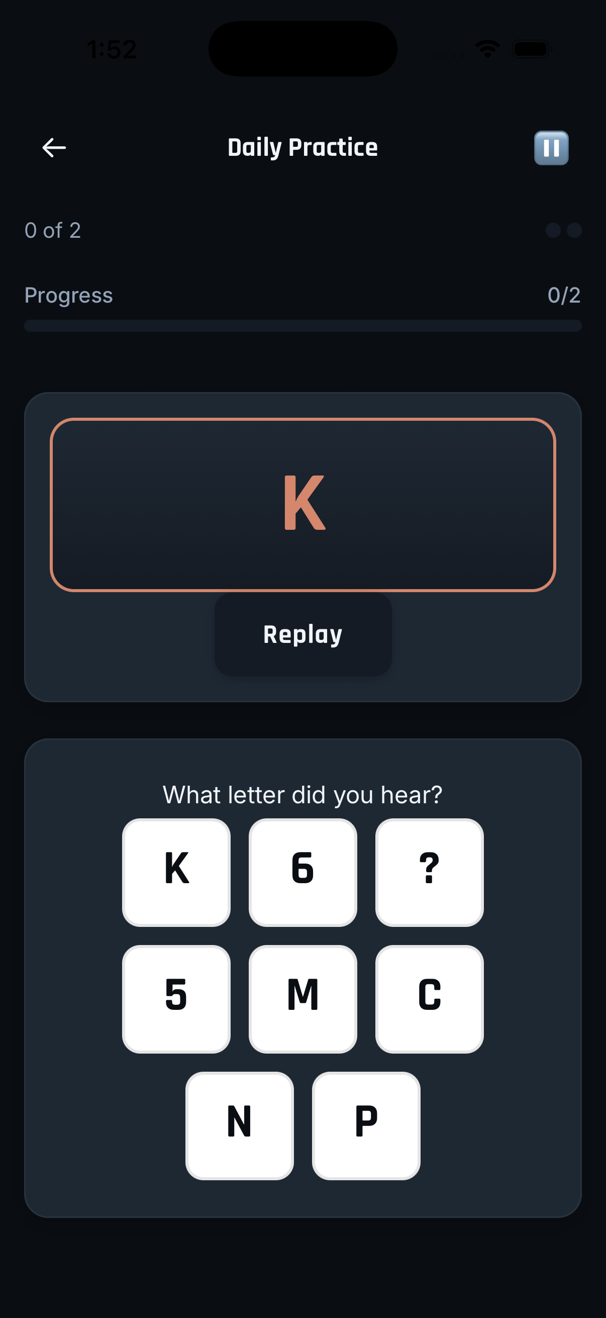 MorseForge Daily Practice Screen