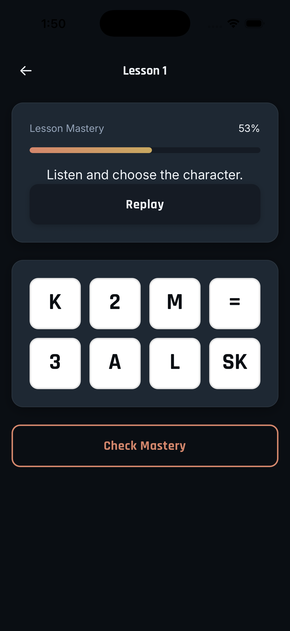MorseForge Lesson Screen
