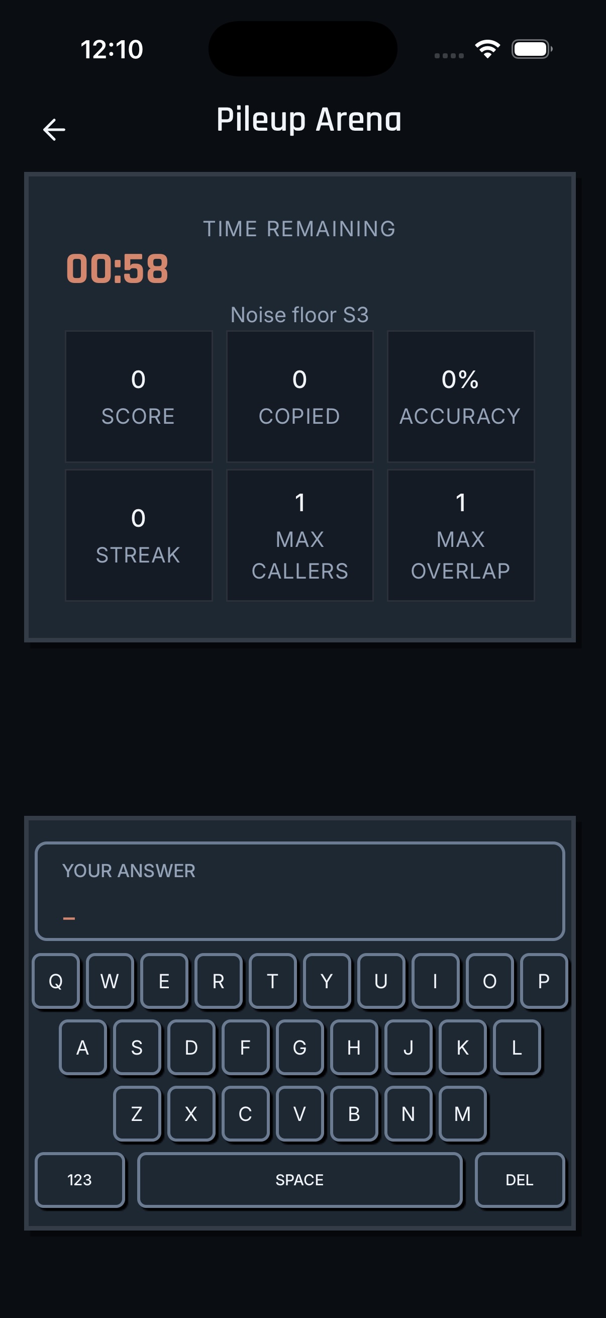 MorseForge Pileup Arena active session